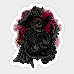 Skull pirate with claw hands crab crow friends Sticker